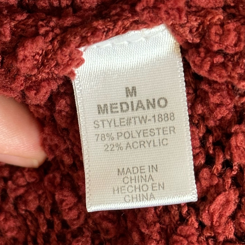 Women's Textured Rust Sweater Cardigan - Picture 4 of 5